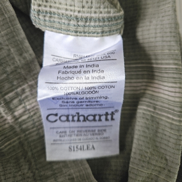 Carhartt Short Sleeve Cotton Utility Work Shirt in Sage Green Stripe Size Medium - Picture 7 of 10